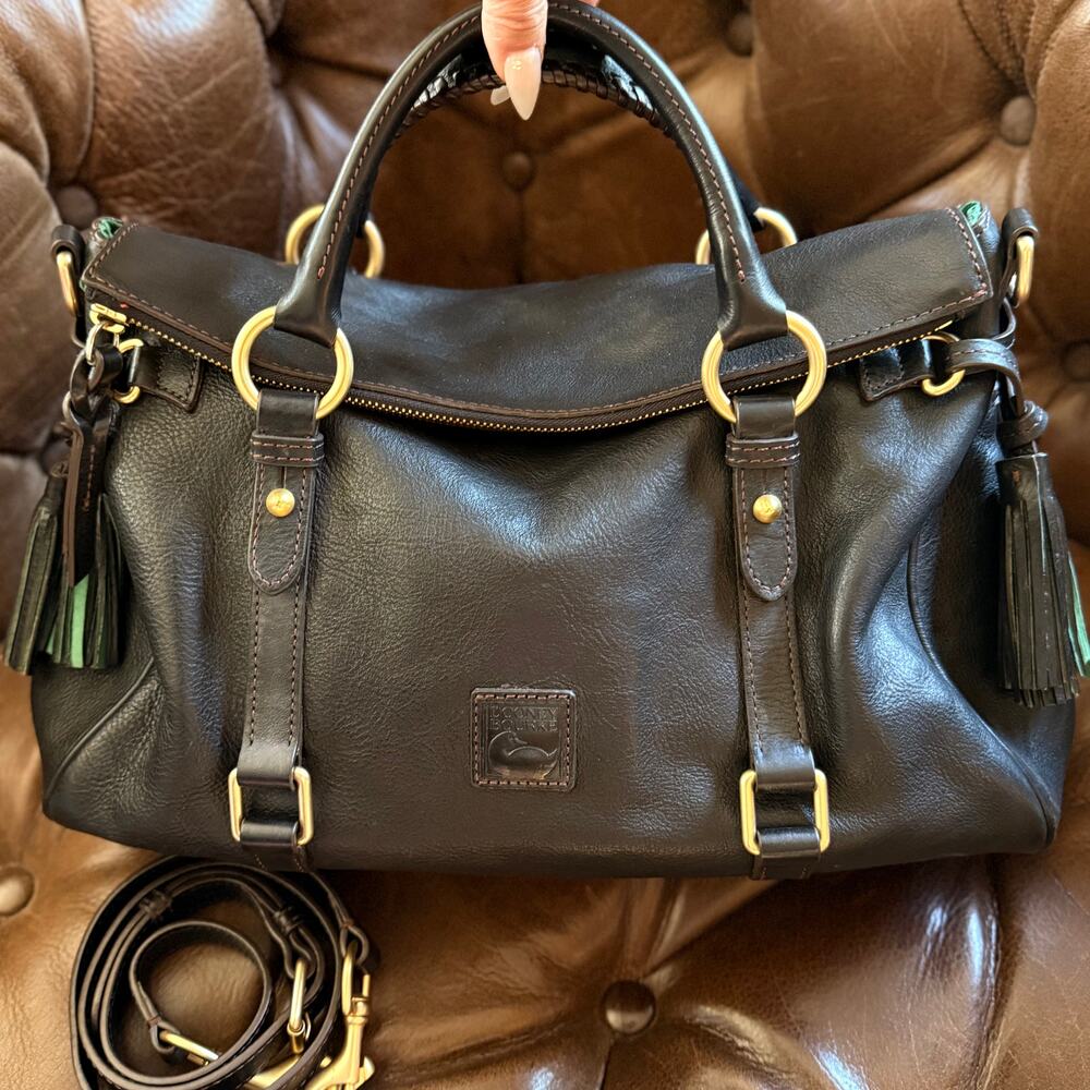 Dooney & Bourke Florentine Satchel Black Black Leather Crossbody Bag
